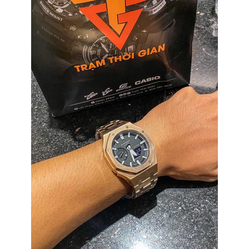 Đồng hồ nam Casio G-shock GA-2100 Custom bộ Rose Gold - Kích thước vỏ : 48,5×45,4×11,8mm