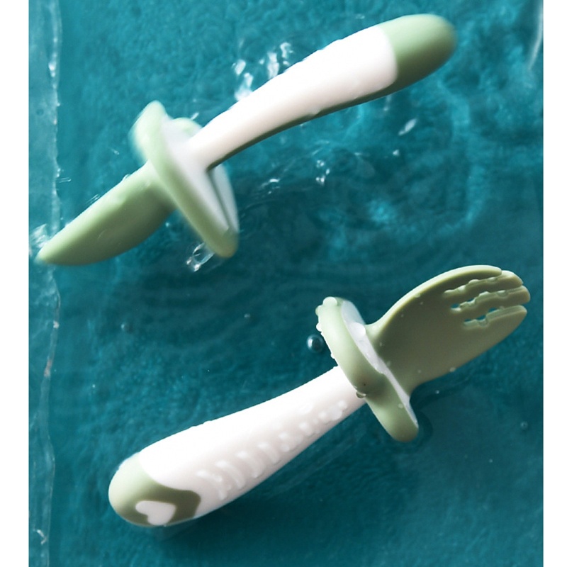 Set 2 muỗng nĩa đầu mềm không chứa BPA dành cho bé tập ăn