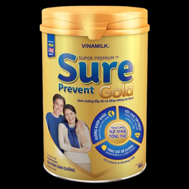 Sữa vinamilk  sure prevent  gold 900g dinh dưỡng cho người già người lớn tuổi