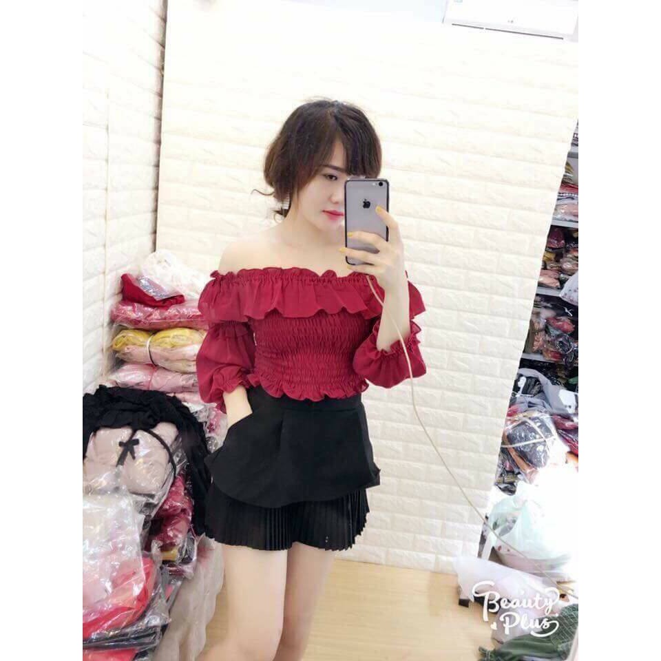 XÃ SỐC Áo trễ vai bèo nhún nữ tính kèm video