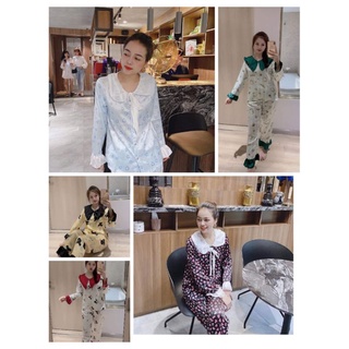 Bộ satin lụa tiểu thư cổ bèo