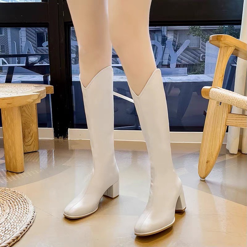 Bốt đùi nữ miệng cong khóa tua sau 6p lót lông