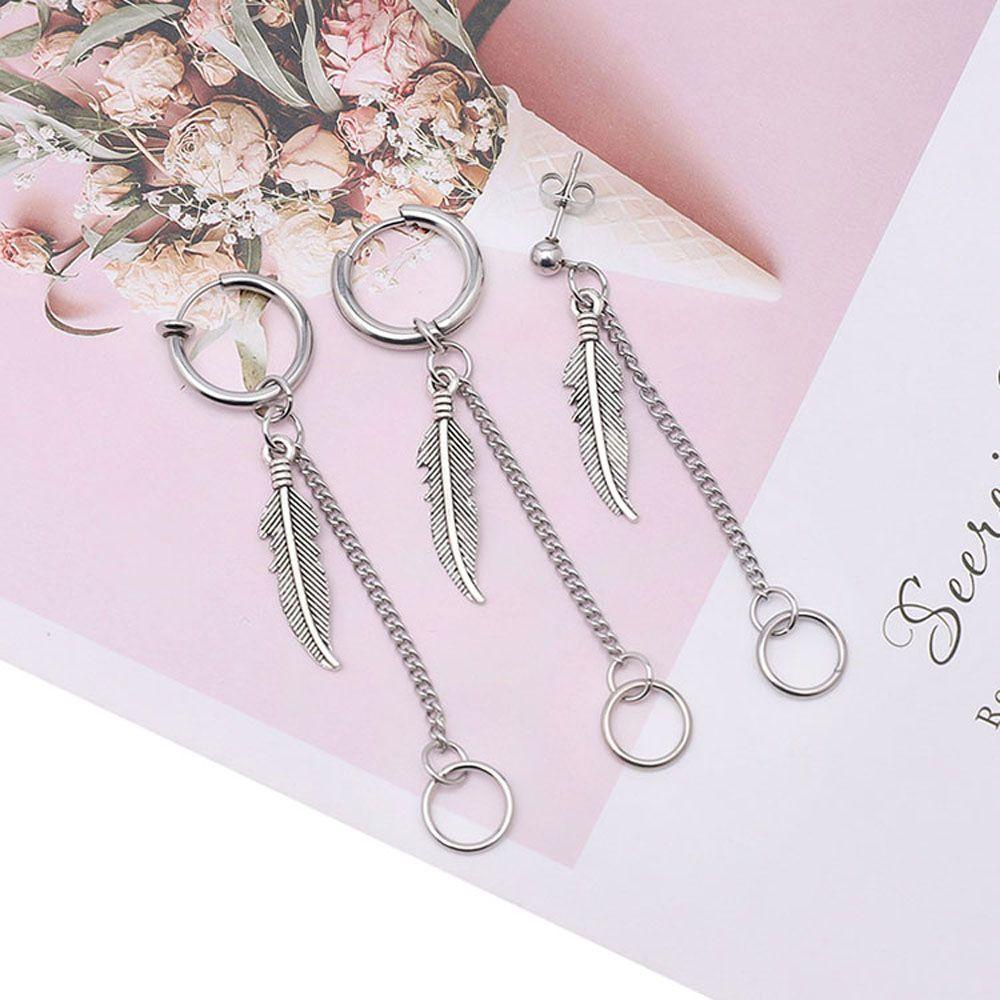 JARRED 1 Bông Tai Thép Không Gỉ Dạng Hình Học Theo Phong Cách Punk