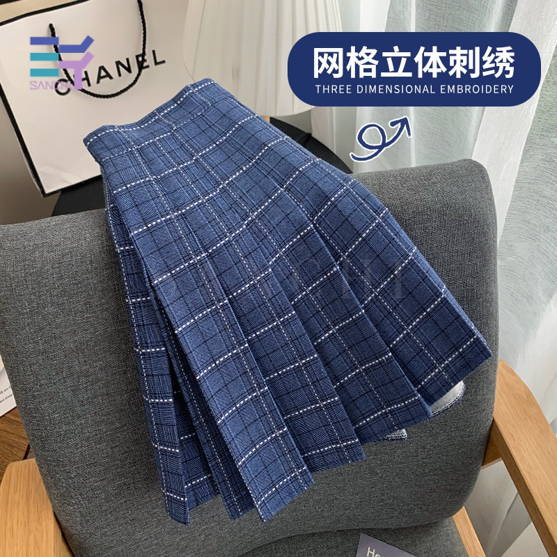 Chân Váy Đồng Phục Xếp Ly Dáng Chữ a Thêu Họa Tiết Xinh Xắn Chống Chói Mắt Cho Nữ