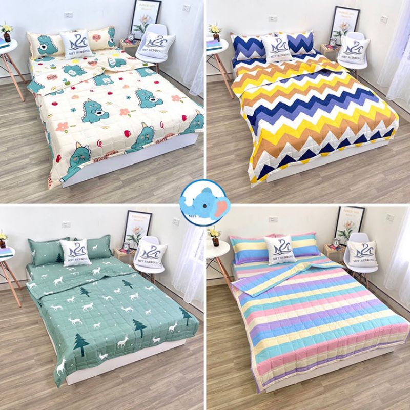 (rẻ vô địch) Bộ ga gối 5 món chăn thu hè ga chun vỏ gối đầu cotton poly khách hàng được chọn mẫu thoải mái khi đến shop | BigBuy360 - bigbuy360.vn