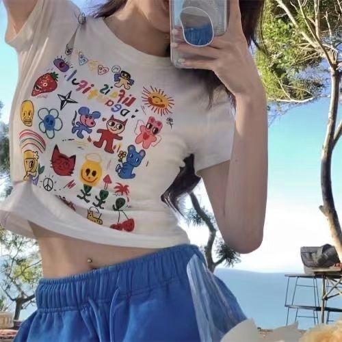 Áo Thun Tay Ngắn Thiết Kế Mỏng Kiểu Dáng Mới Quyến Rũ Thời Trang Dành Cho Nữ