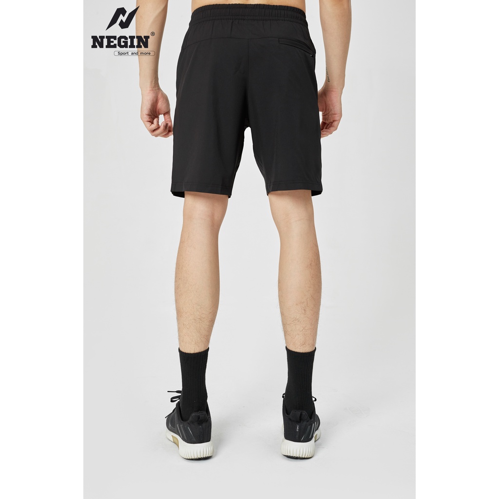 Quần Đùi Nam Thể Thao NEGIN Cạp Chun Túi Chéo Màu Trơn Trẻ Trung, Chất Vải Mềm Nhẹ Thấm Hút Tốt QN116M