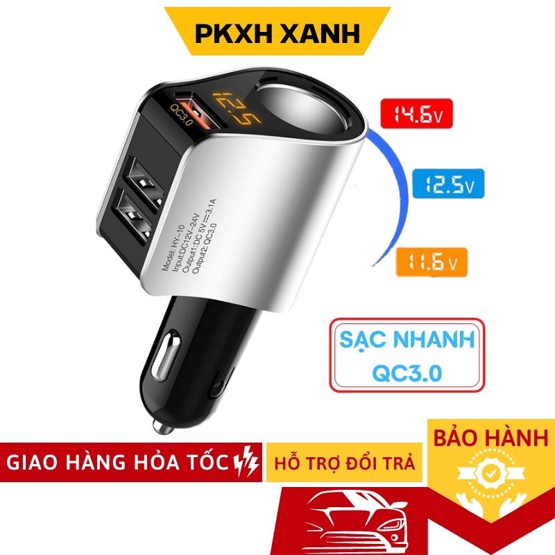 Tẩu Sạc Ô Tô , Cốc Sạc Nhanh Xe Hơi Huyndai QC3.0 - 3 Cổng USB - 1 Cổng Tẩu Tròn Cao Cấp