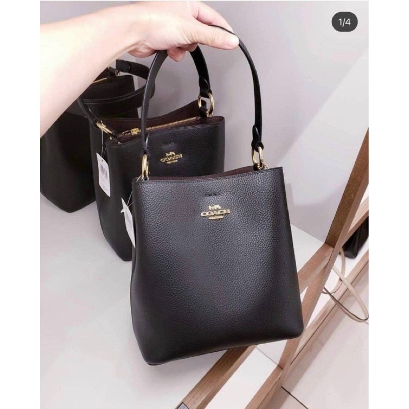 Túi Coach da thật dáng ống 3 ngăn sang chảnh