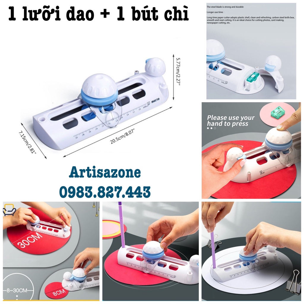 Compa cắt tròn phiên bản mới (đường kính từ 7,5cm - 30cm) - 01 chiếc (Đọc kỹ mô tả sản phẩm)