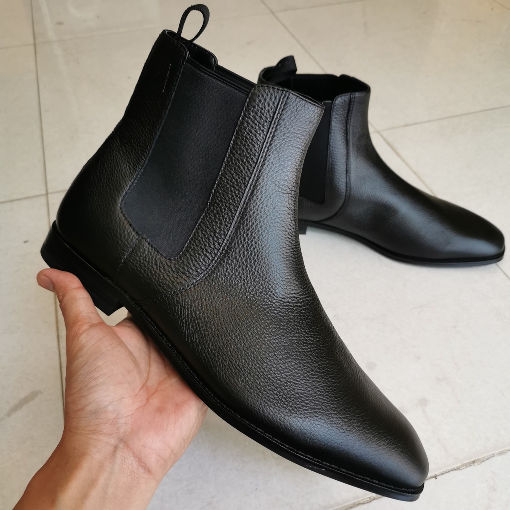 Giày chelsea boots da sần, giày bốt cổ cao big size cỡ lớn EUR(47) cho nam chân to (Hàng chính hãng Coach xuất dư)