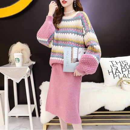 Thời Trang Set Áo Sweater + Chân Váy Thiết Kế Thanh Lịch Cho Nữ | BigBuy360 - bigbuy360.vn