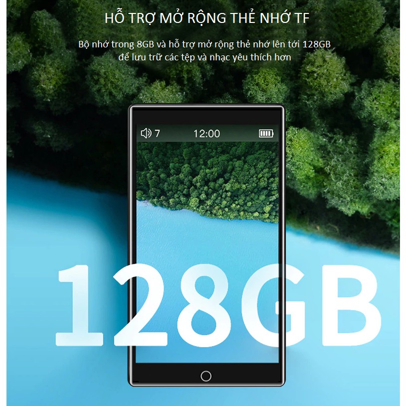 Máy Nghe Nhạc Lossless MP3 MP4 Bluetooth Màn Hình Cảm Ứng 4 inch Ruizu H1