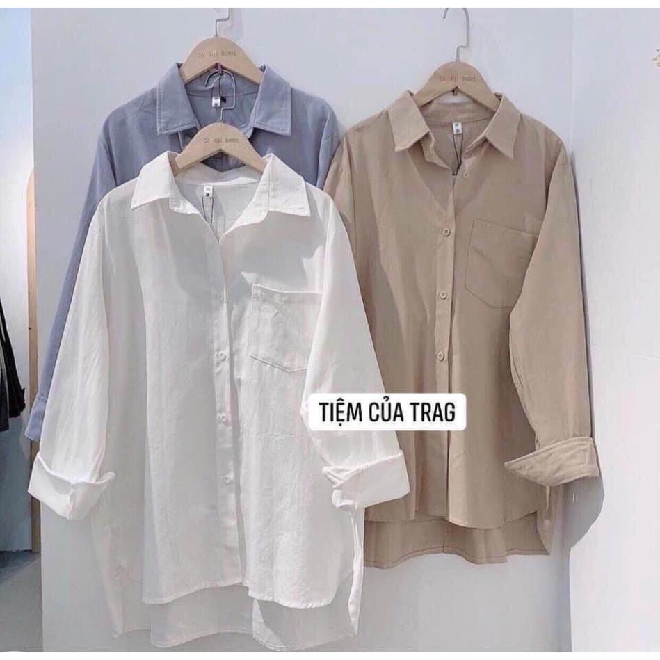 Sơ Mi Đũi Trơn Màu Hàm Quốc Form Rộng Thoáng Mát Buộc Nơ