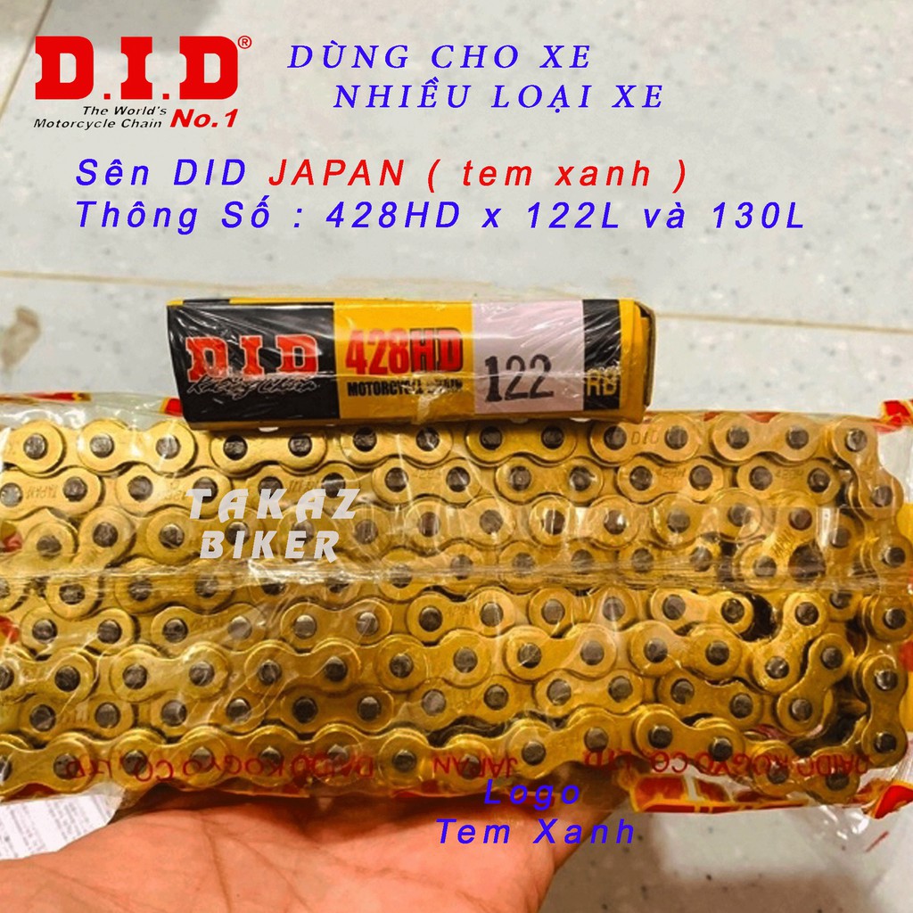 B2  Sên Vàng JP DID 428D 9 Ly - 428HD - 122L - 130L - Made in Japan DID Ya R15 V3 - FZ150 - Exciter150