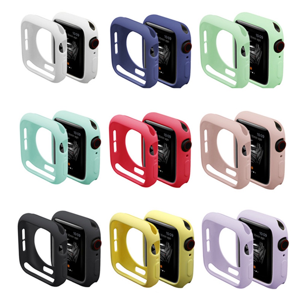 Ốp bảo vệ đồng hồ silicon nhiều màu sắc thích hợp cho Apple Watch Series Se 6 5 4 3 2 1 38mm 42mm 40mm 44mm