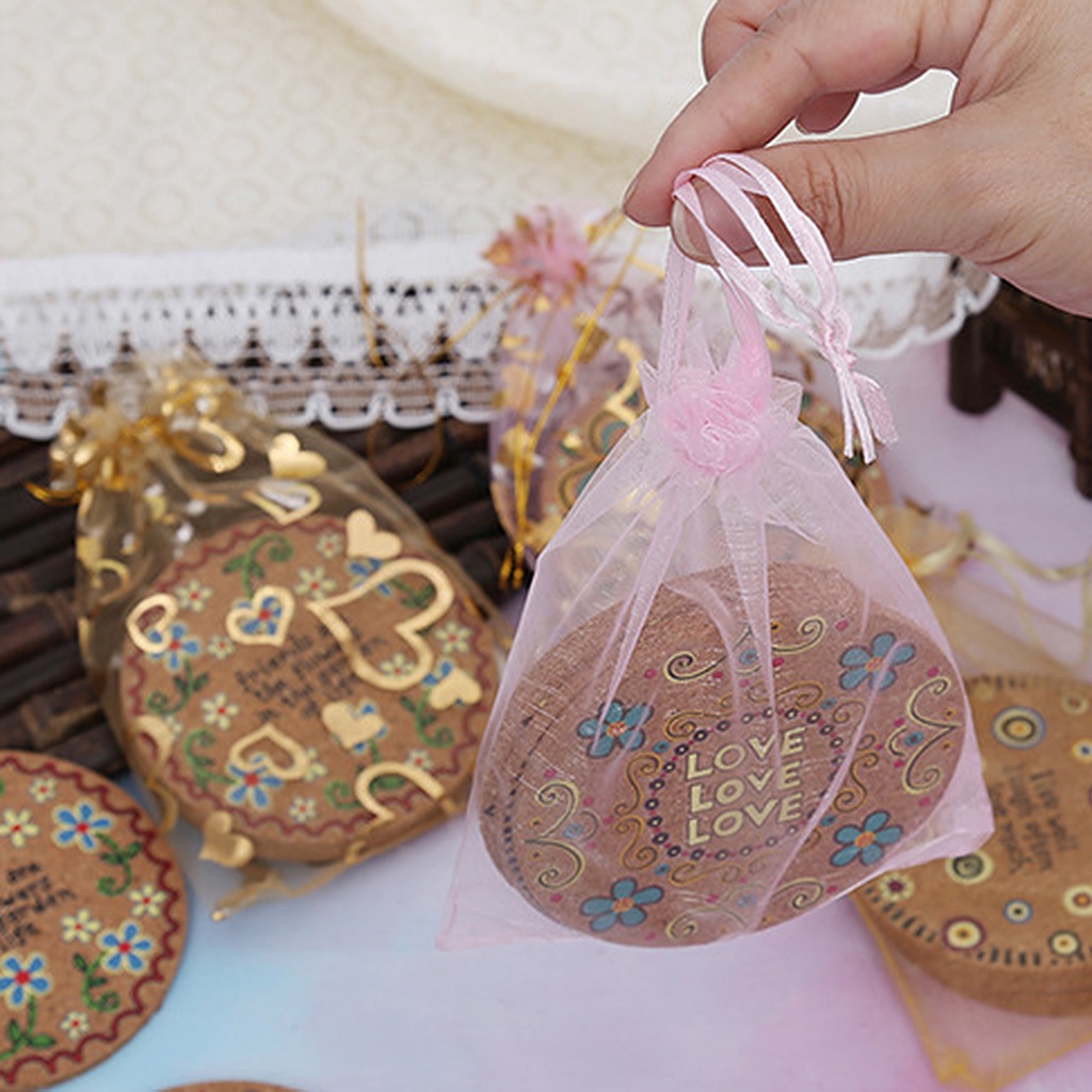 Bộ 4 Đế Lót Ly Hình Tròn Bằng Nút Bần Tự Nhiên Cách Nhiệt Dùng Trang Trí Bàn