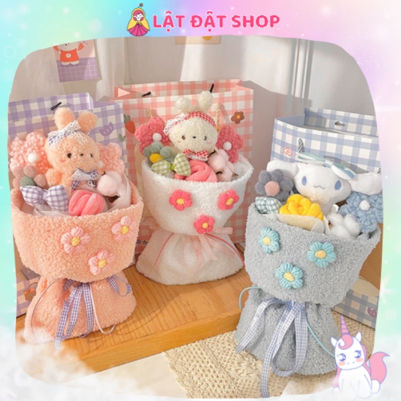 🌸 Bó hoa nhồi bông dễ thương dùng làm quà tặng - Hoa gấu bông xinh xắn 🌸