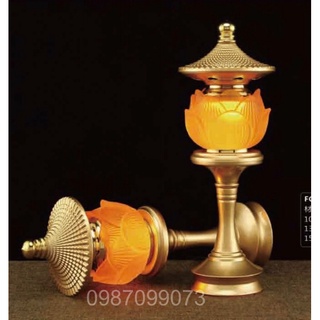 Đèn thờ tháp sen thuỷ lưu ly vàng hình tháp - hàng cao cấp
