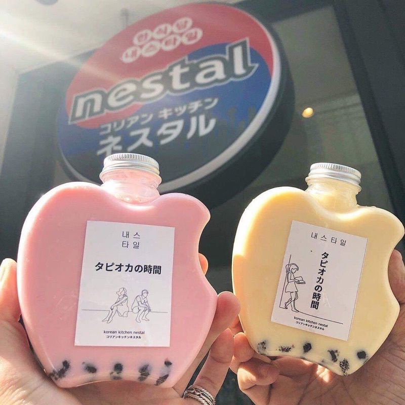 Chai nhựa hình quả táo 330ml chai nhựa trái táo đựng trà sữa