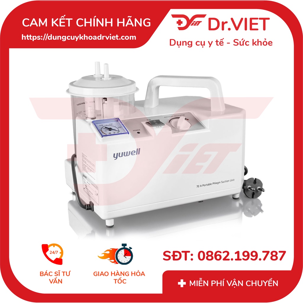 MÁY HÚT DỊCH YUWELL 7E-A DỄ DÀNG LÀM SẠCH DỊCH KHÔNG GÂY KHÓ CHỊU VÀ ĐAU ĐỚN CHO NGƯỜI BỆNH Ở NHÀ VÀ PHÒNG MẠCH DRVIET