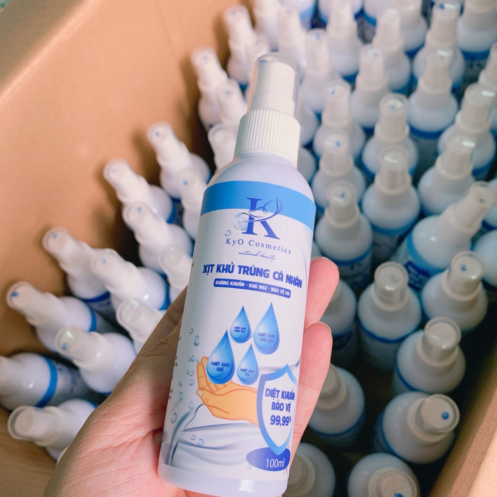 (Chai 100ml) Xịt kháng khuẩn và rửa tay khô Kyo Cosmetics | BigBuy360 - bigbuy360.vn