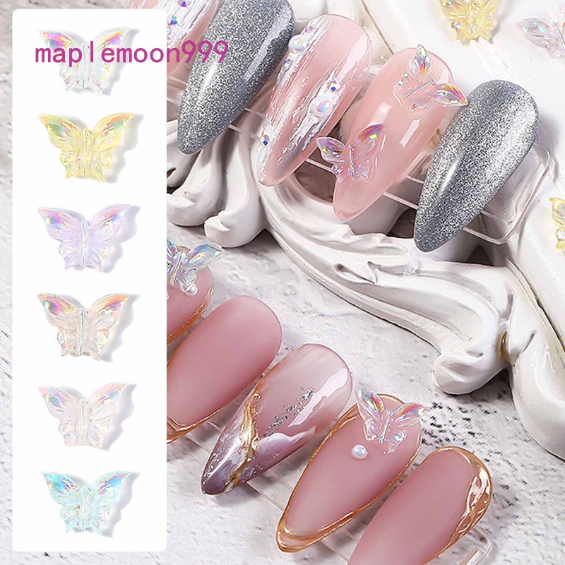 Phụ Kiện Trang Trí Móng Tay Hình Bướm 3D Bằng Nhựa Resin Thời Trang Mùa Hè