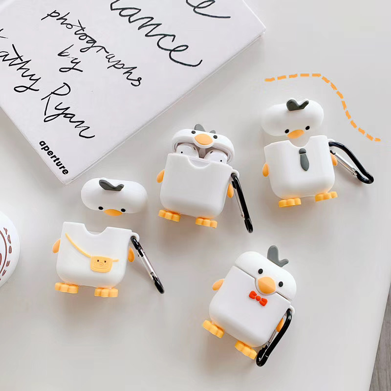 Vỏ Đựng Bảo Vệ Hộp Sạc Tai Nghe Airpods 1 / 2 Hình Chú Vịt Ngộ Nghĩnh