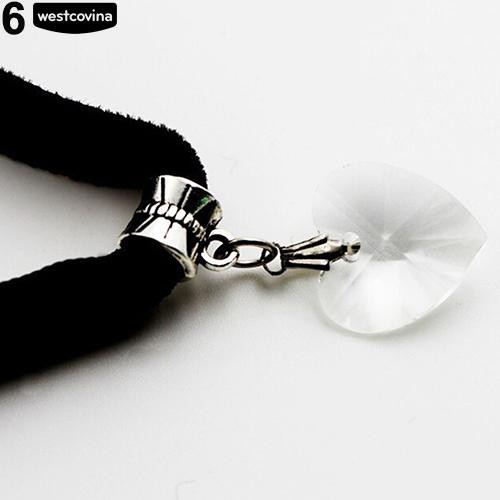 Vòng cổ choker trang trí mặt đá màu hình trái tim sành điệu cho nữ
