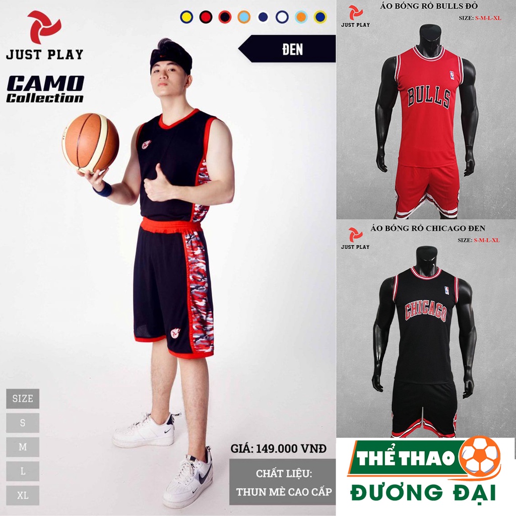 Quần Áo Bóng Rổ Just Play Chicago Bulls, Camo - Vải Mè Cao Cấp Thoáng Khí