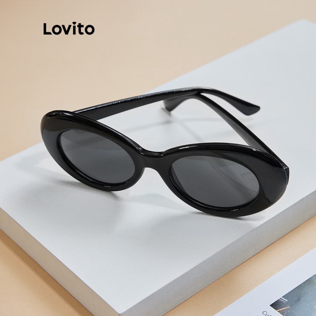 Mắt kính Lovito gọng oval phong cách cổ điển thường ngày với hộp đựng L17M622