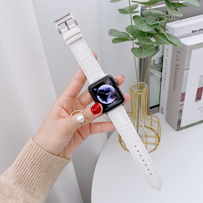 Dây đeo thay thế họa tiết da cá sấu thích hợp cho đồng hồ Apple Watch 38mm 42mm 40mm 44mm Series 6 Se 5 4 3 2 1