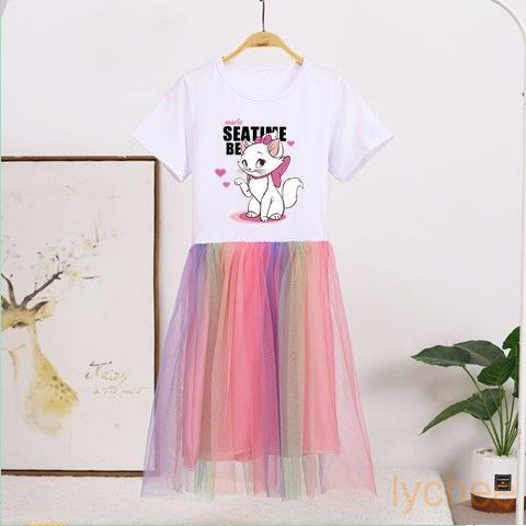 Đầm Công Chúa In Hình Kỳ Lân Cho Bé Gái 2020