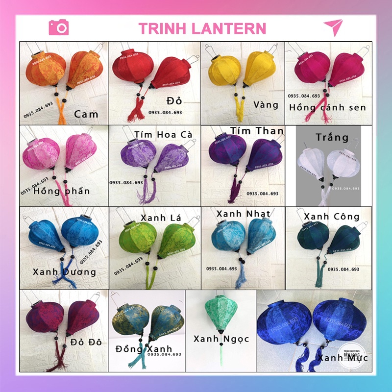 Đèn lồng vải Hội An 30cm trang trí treo ngoài trời chống nước TLLTT30