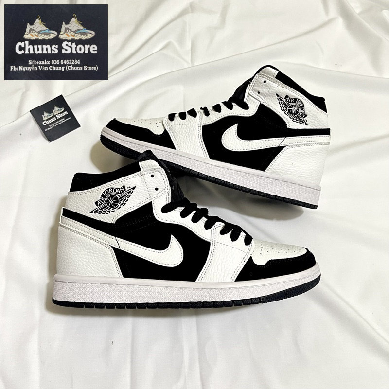 giày Jordan panda trắng đen⚡️FREE_SHIP⚡️,giày JD 1 panda cao cổ thời trang cao cấp