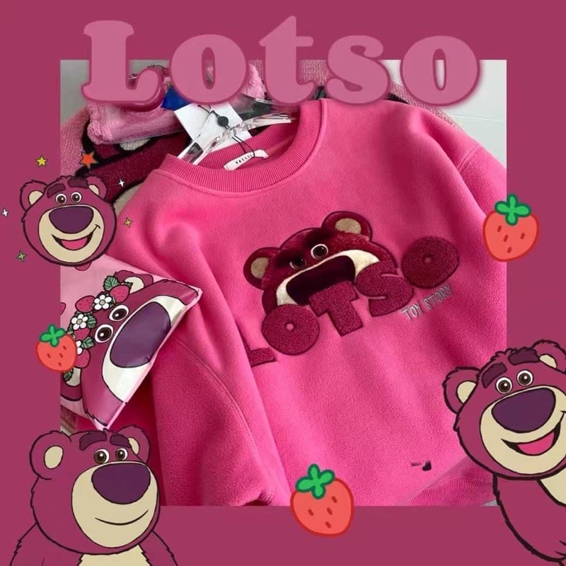 Áo nỉ bông Losto gấu hồng Disney ulzzang