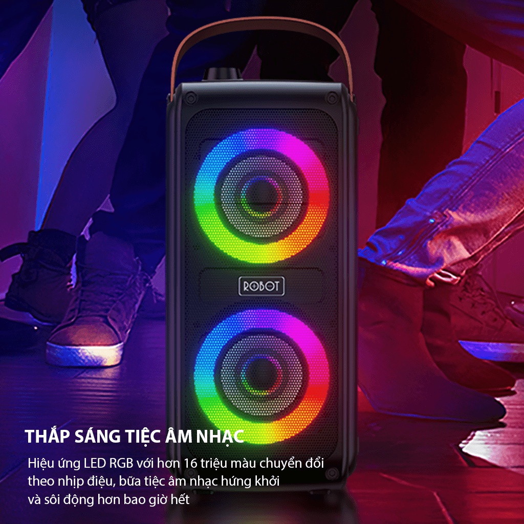 Loa Karaoke Bluetooth Hiệu Ứng LED RGB VIVAN RB490 Kèm Micro Karaoke Công Suất Lớn 20W Nghe Nhạc Cực Đỉnh