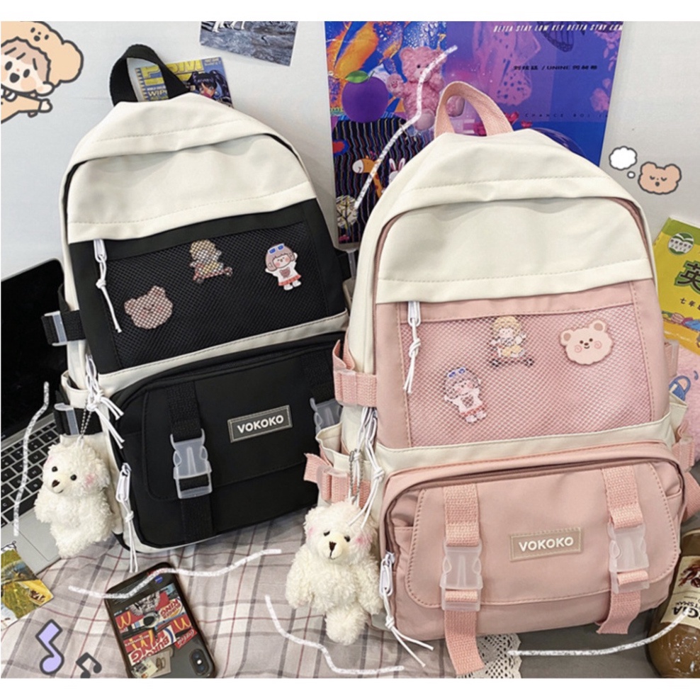 Balo cặp ulzzang basic nữ thời trang đi học đi chơi du lịch giá rẻ đựng vừa laptop canvas STYLE LƯỚI | steven