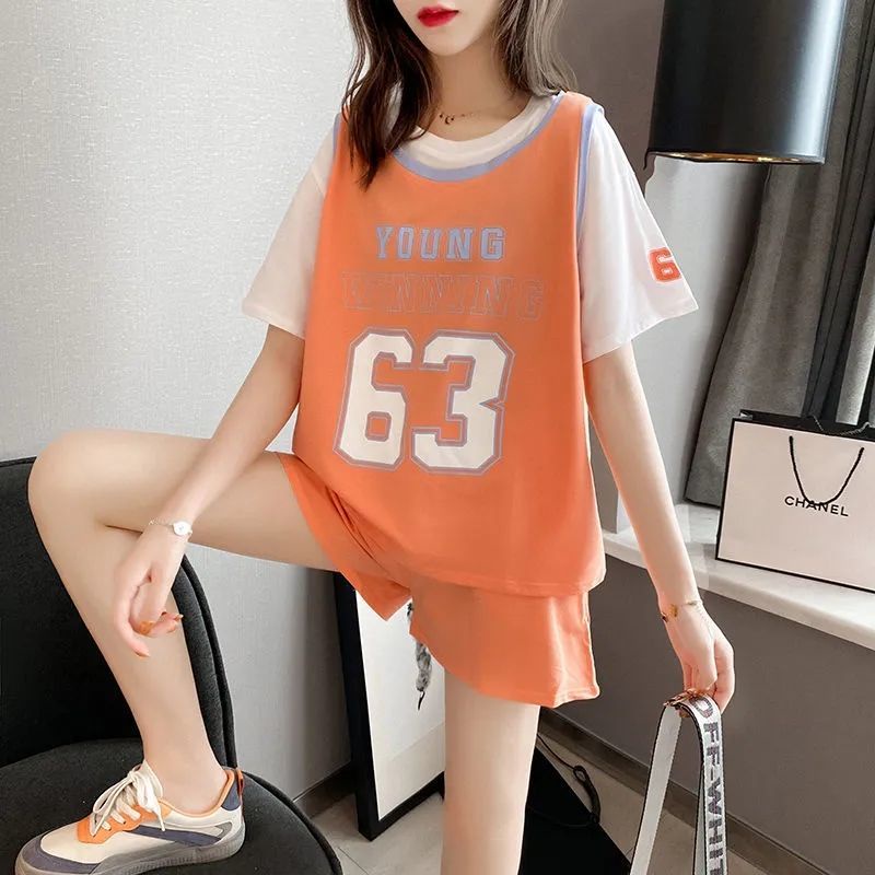 Bộ Áo Thun Tay Ngắn + Quần Short Dáng Rộng In Họa Tiết Phong Cách Phương Tây Thời Trang Mùa Hè Cho Nữ | BigBuy360 - bigbuy360.vn