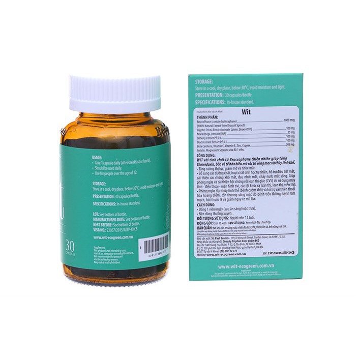 Viên bổ mắt Wit – Hỗ trợ giúp mắt sáng khỏe (Lọ 30 Viên)
