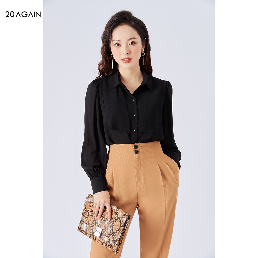 Áo sơ mi nữ dài tay cổ đức 20AGAIN, thiết kế công sở, 3 màu đủ size ASA1645