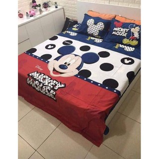 Bộ chăn hè ga gối 5 món mẫu chuột micky chất cotton poly - cực rẻ