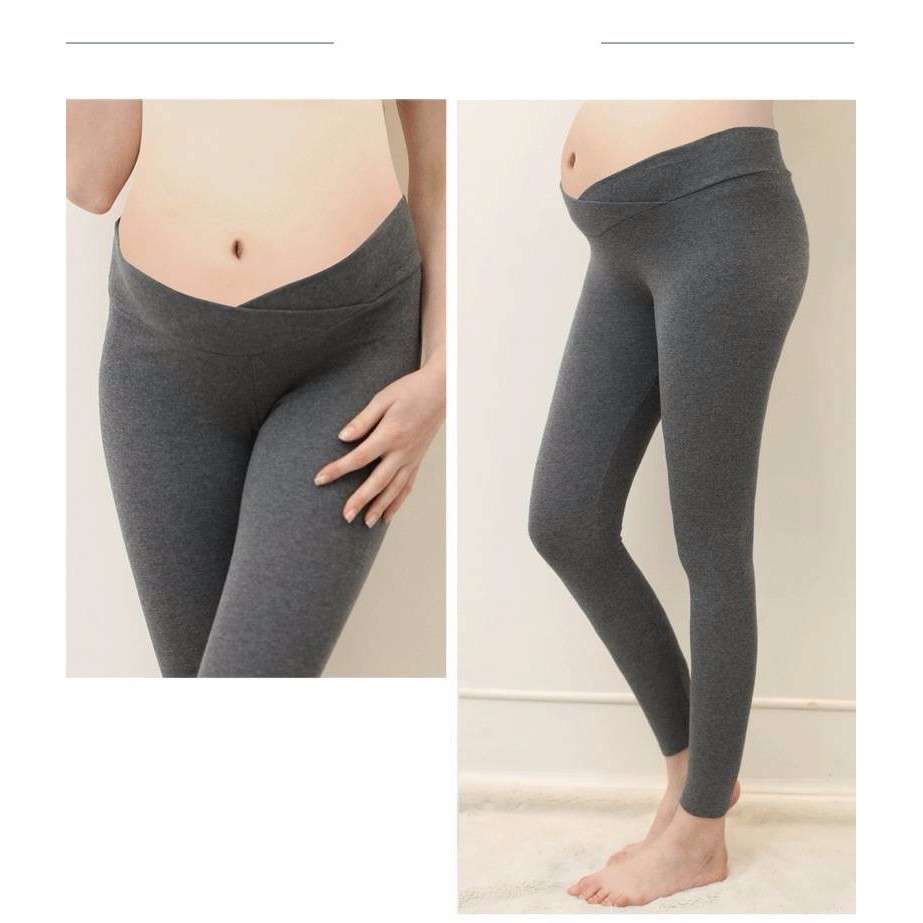 Quần legging bầu cạp chéo (màu xám)