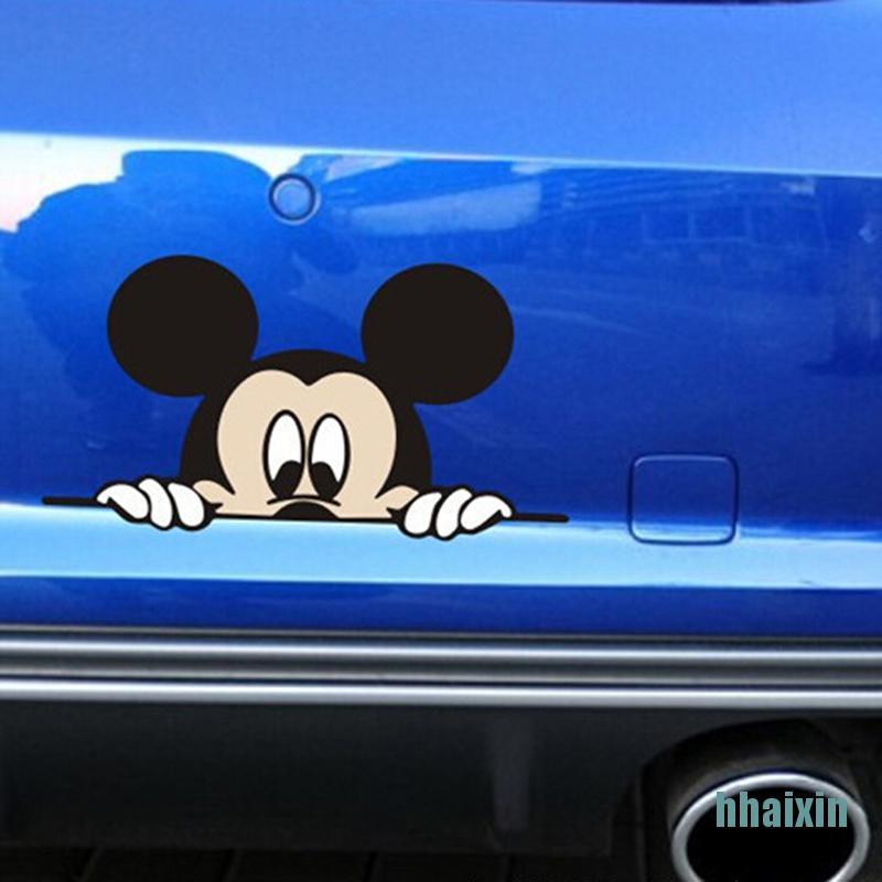Decal dán kính chiếu hậu hình chuột mickey đẹp mắt cho xe hơi