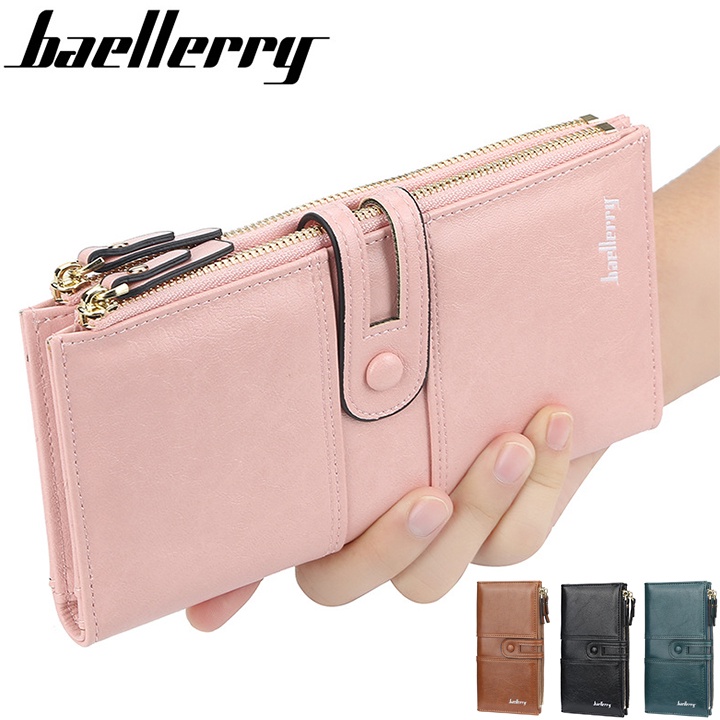 Ví Nữ Dáng Dài Cầm Tay Cao Cấp Baellerry Nhiều Ngăn Thời Trang Đựng Tiền Có Cúc Bấm