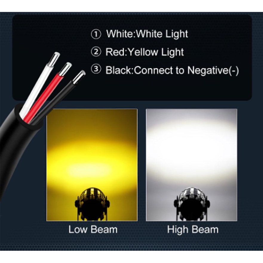 Set 2 Đèn LED Mini Ánh Sáng Trắng Vàng + Vàng Chống Sương Mù Chất Lượng Cao Cho Xe Hơi Xe Máy