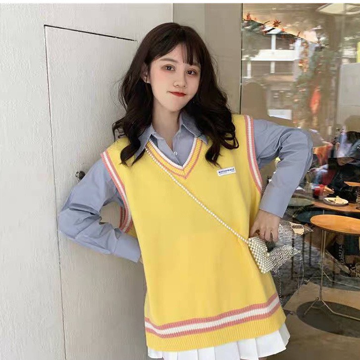 Áo Len Gile Thời Trang, Áo Gile Len Kiểu Hàn Màu Sắc Đơn Giản Cá Tinh Dễ Thương | BigBuy360 - bigbuy360.vn