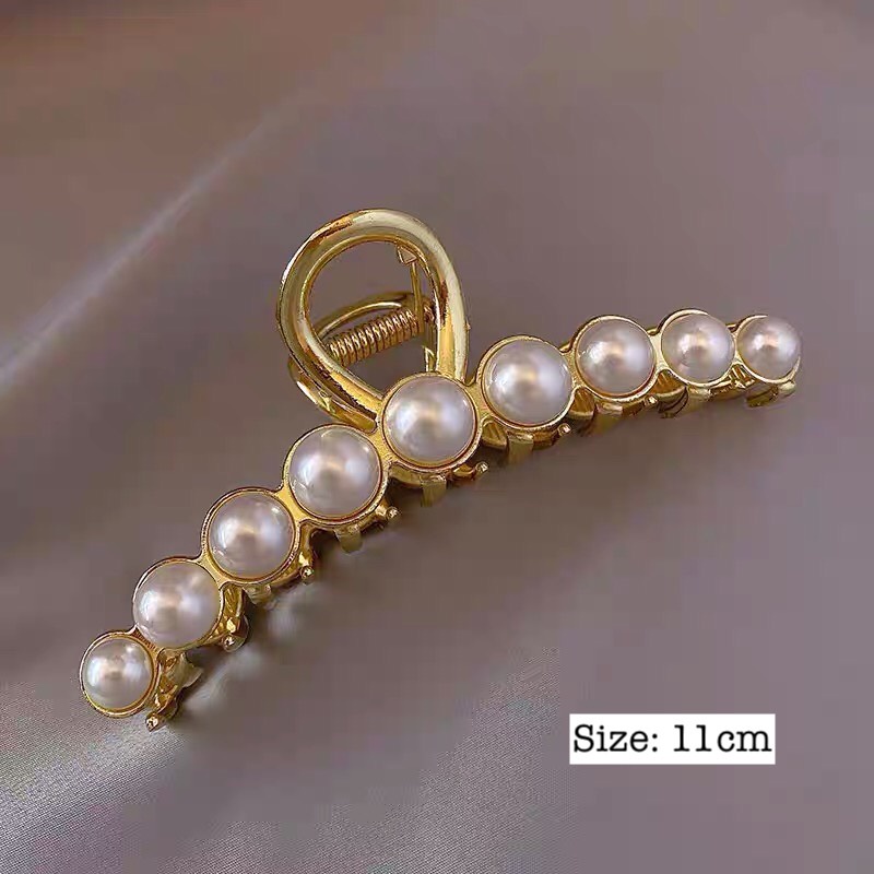 Kẹp tóc Hàn Quốc đính đá Aikimo cặp búi tóc càng cua kim loại sang chảnh xinh xắn cho nữ hottrend KD11cm