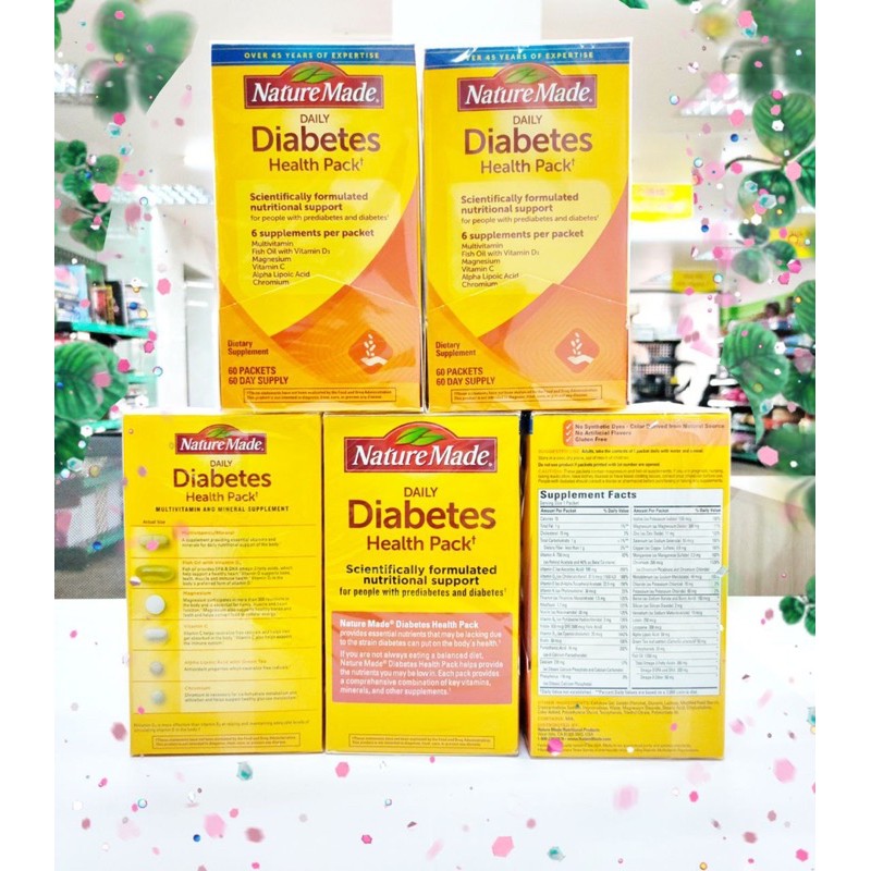 Vitamin bổ sung cho người bị tiểu đường Diabetes Nature Made Daily Heath pack 60 gói