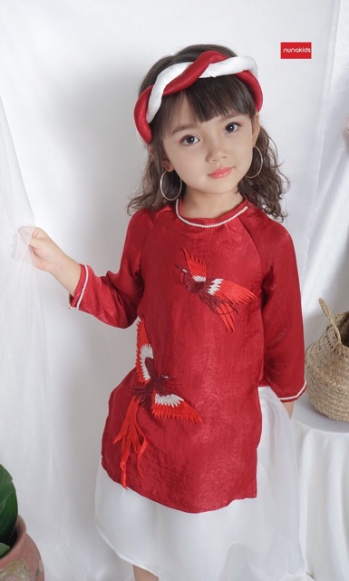 Set áo dài chim phượng bé gái (Hàng cao cấp loại 1)